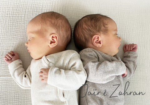 Geboortekaartje Tweeling Babyfoto Neutraal Foto