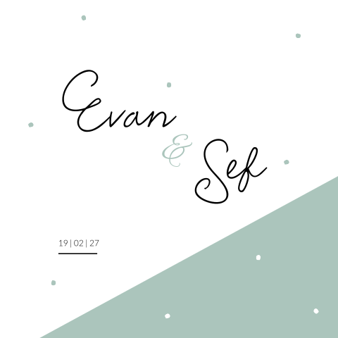 Geboortekaartje Tweeling Groen Wit Stippen