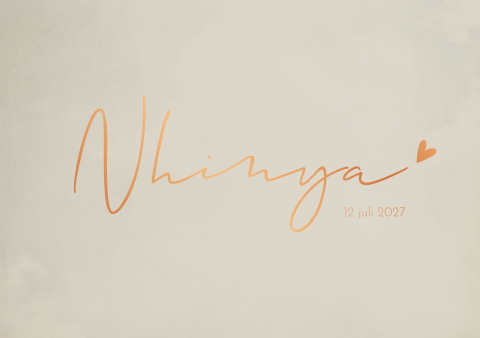 Geboortekaartje stoer lief koperfolie meisje