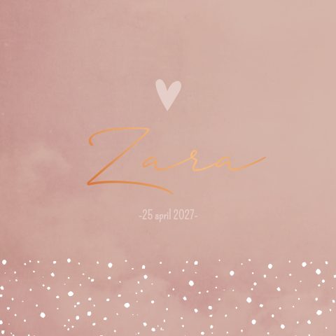 Geboortekaartje roze meisje lief hart