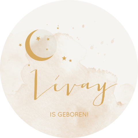 Raamsticker Rond Beige Waterverf Maan