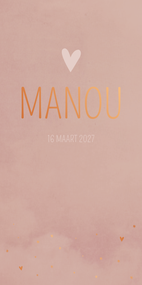 Geboortekaartje Roze Manou