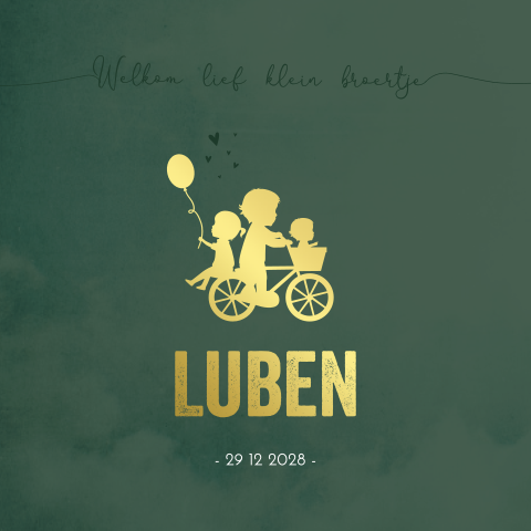 Geboortekaartje Jongen Silhouetten Groen Fiets