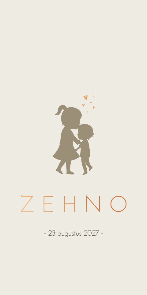 Geboortekaartje jongen broertje beige silhouet