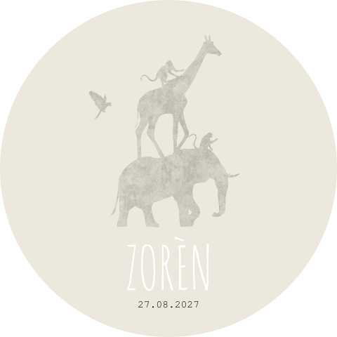 Raamsticker Rond Beige Dieren Safari