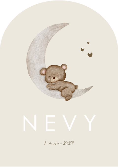 Geboortekaartje Jongen Broertje Maan Teddybeertje