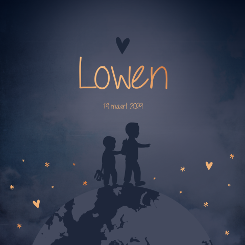 Geboortekaartje Jongen Wereldbol Koper Illustratie