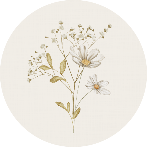 Sticker Veldbloemen boeket beige