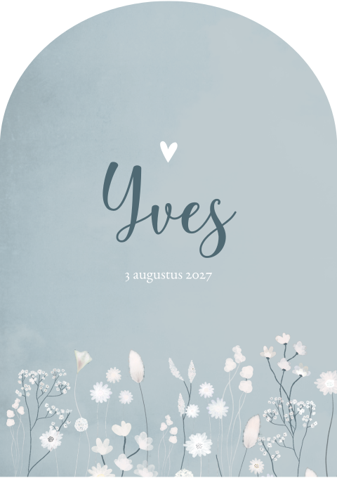 Geboortekaartje Jongen boogkaart Romantisch Droogbloemen