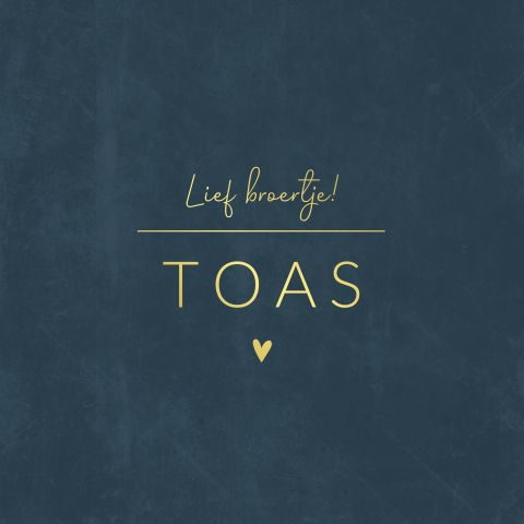 Geboortekaartje jongen donkerblauw goudfolie hartje