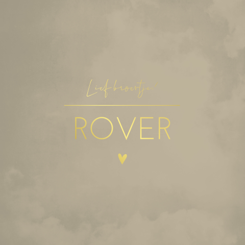 Geboortekaartje jongen beige goudfolie gewolkt