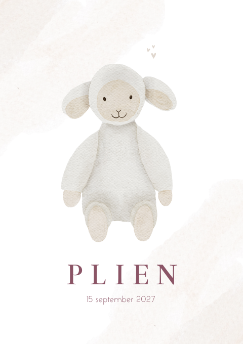 Geboortekaartje Meisje Happy Horse Waterverf Schaap