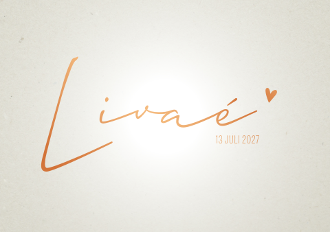 Geboortekaartje meisje koperfolie beige crème