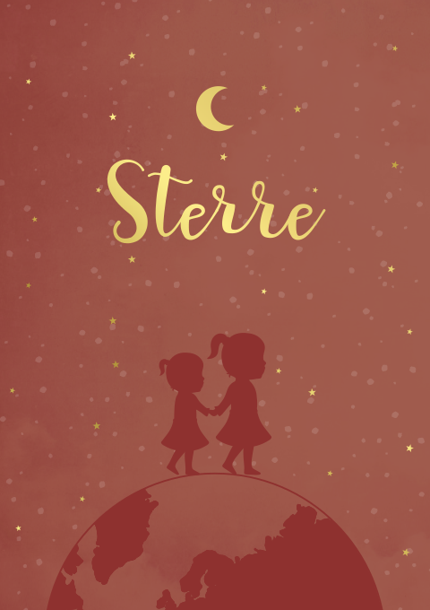 Geboortekaartje Meisje Silhouet Zusjes Sterren