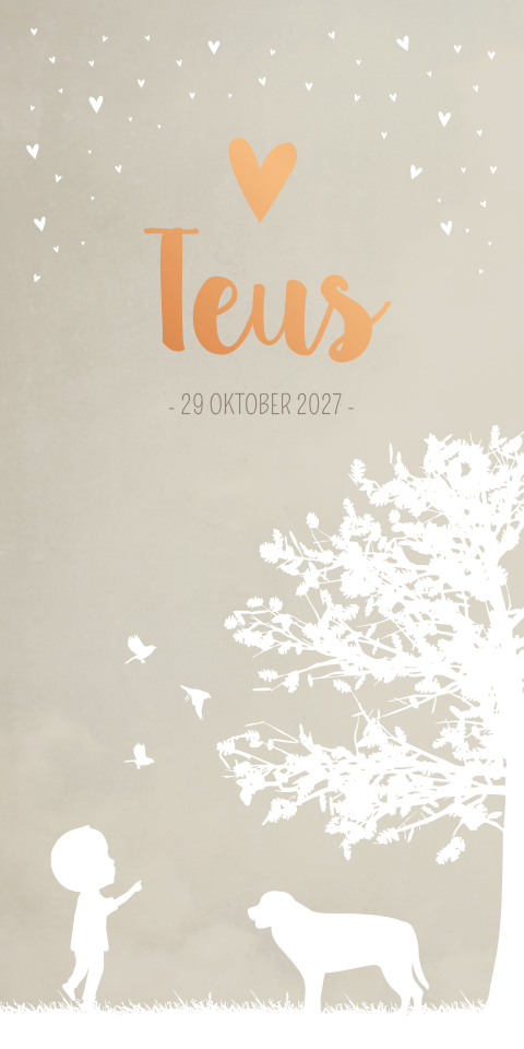 Geboortekaartje Jongen Illustratie Beige Boom