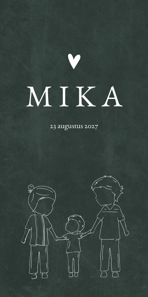 Geboortekaartje Jongen Lijntekening Donkergroen Broertjes