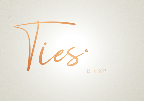 Geboortekaartje koperfolie beige crème jongen