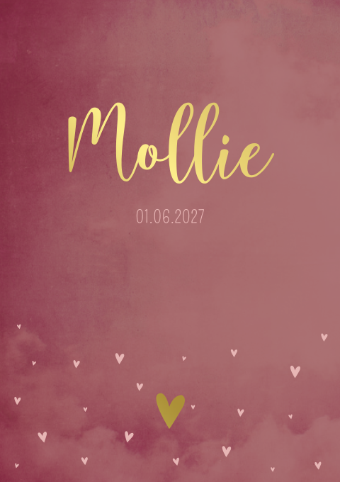 Geboortekaartje Roze Goudfolie Romantisch