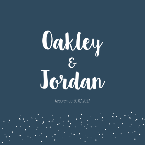 Geboortekaartje Tweeling oudblauw stipjes