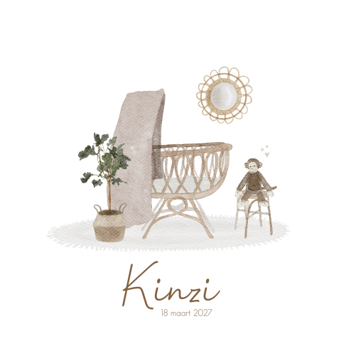 Geboortekaartje Meisje HappyHorse Babykamer Waterverf