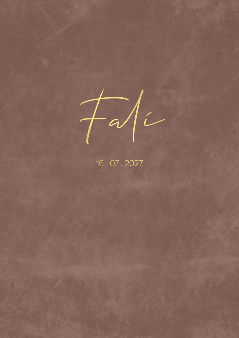 Geboortekaartje jongen velvetlook goudfolie bruin