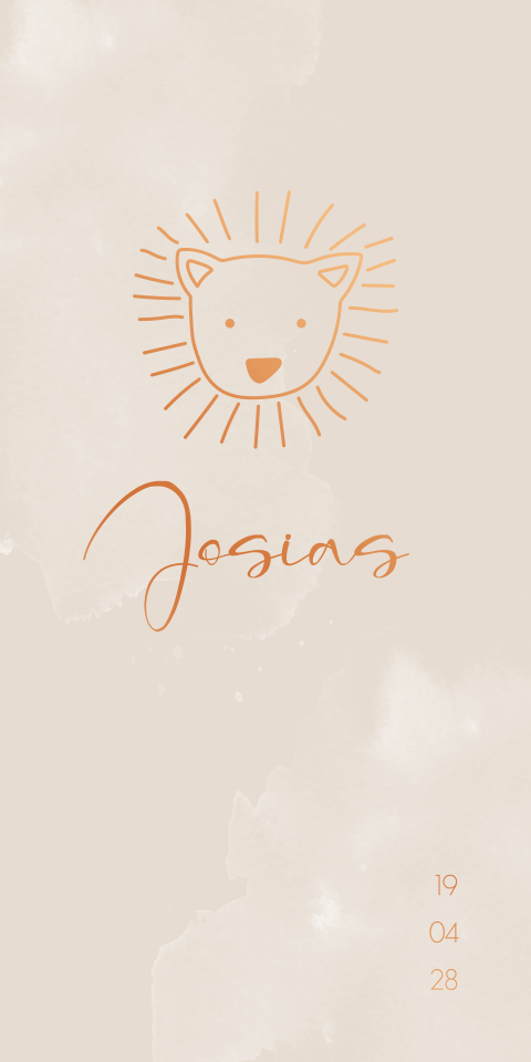 Geboortekaartje Beige Leeuwenkop Lijntekening