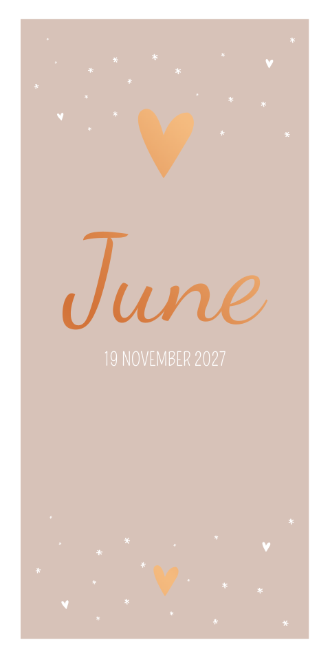 Geboortekaartje Meisje Oudroze Hartjes