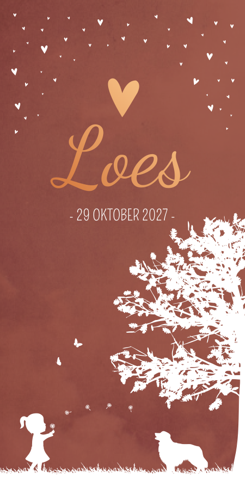 Geboortekaartje Meisje Illustratie Roest Natuur