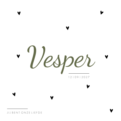 Geboortekaartje Jongen Wit Groen Hartjes