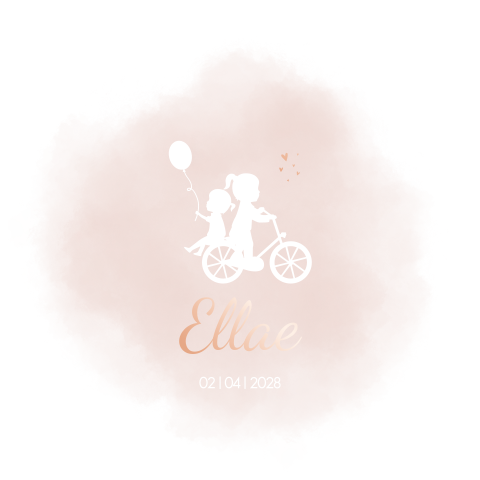 Geboortekaartje Meisje Silhouet Zusjes Fiets