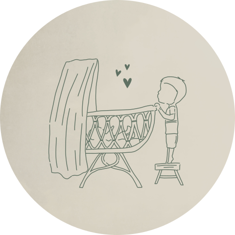 Sticker Sluitzegel Beige Lijntekening Wiegje