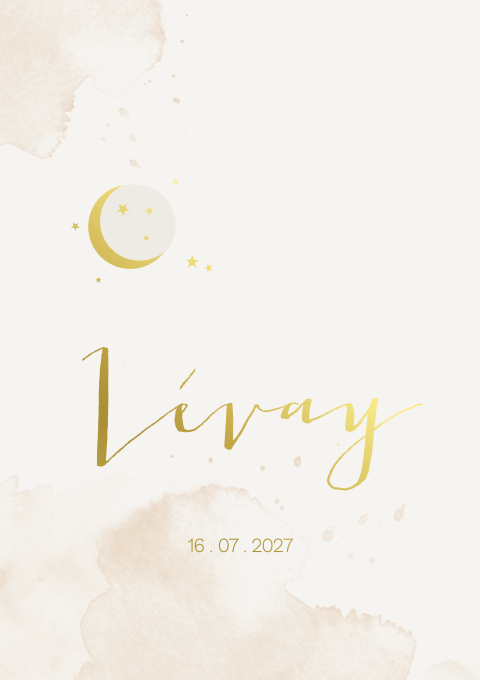 Geboortekaartje Beige Meisje Maantje Sterretjes