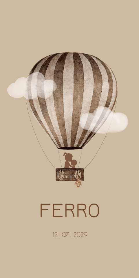 Geboortekaartje Jongen Broertje Luchtballon Silhouetten