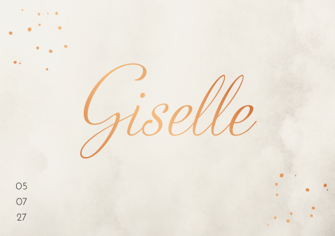 Geboortekaartje beige koperfolie meisje stippen