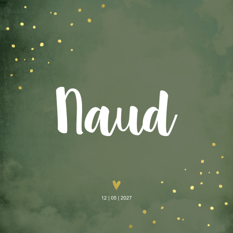 Geboortekaartje jongen donkergroen goudfolie