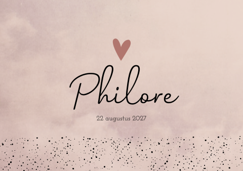 Geboortekaartje meisje gewolkt roze zwart