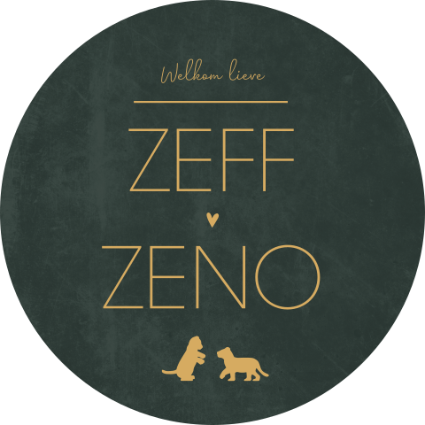 Raamsticker tweeling donkergroen stoer leeuwtjes