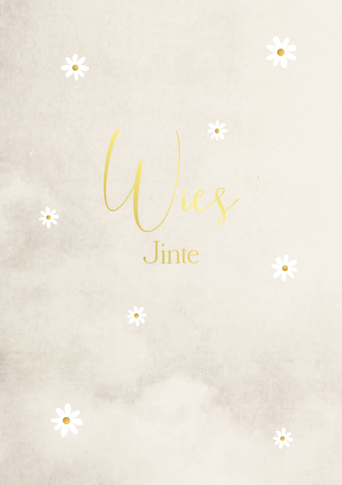 Rouwkaart Beige Bloemetjes Madeliefjes Goudfolie