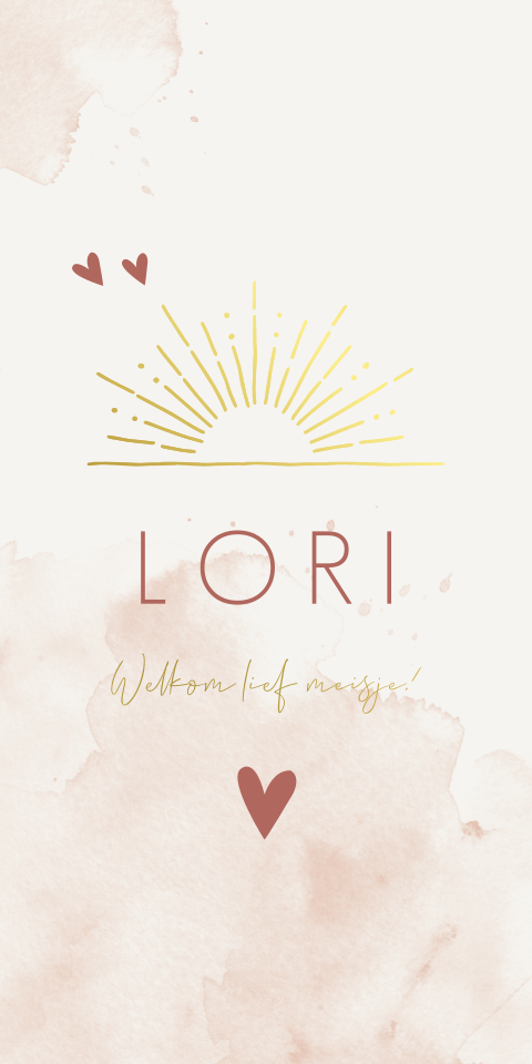 Geboortekaartje Meisje opkomende zon