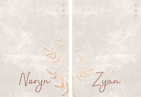 Geboortekaartje Tweeling Beige Takjes Koperfolie