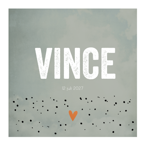 Geboortekaartje groen wit jongen stipjes