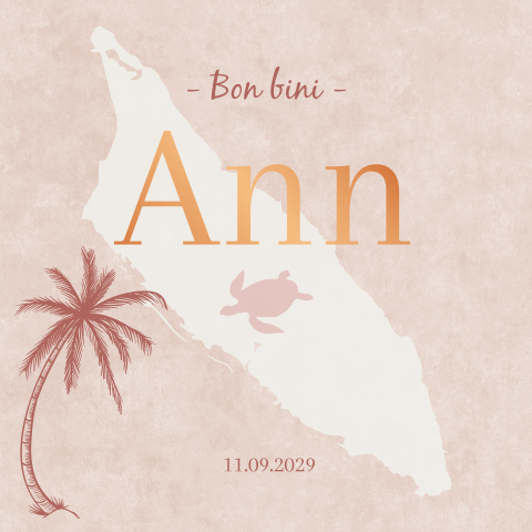 Geboortekaartje Aruba Palmboom Eiland Bon Bini