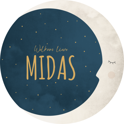 Raamsticker Rond Beige Donkerblauw Maan