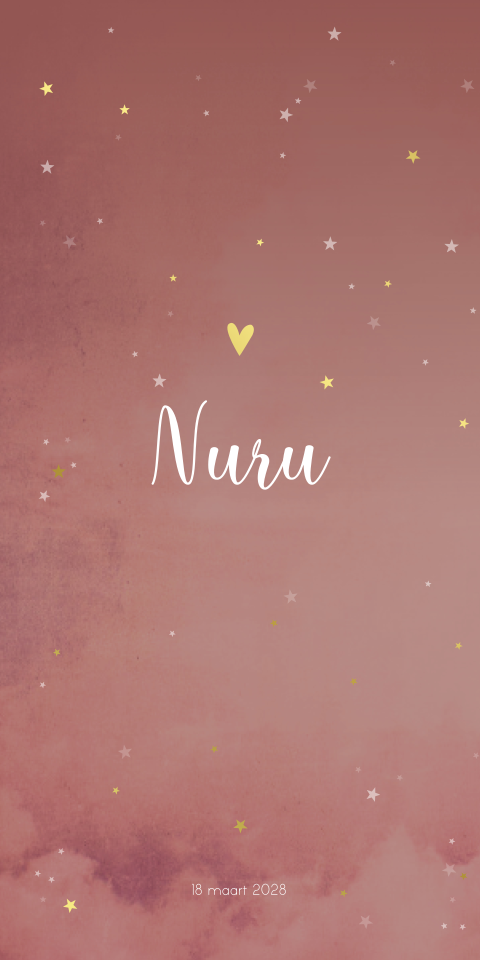 Geboortekaartje Sterretjes Heelal Roze Goudfolie