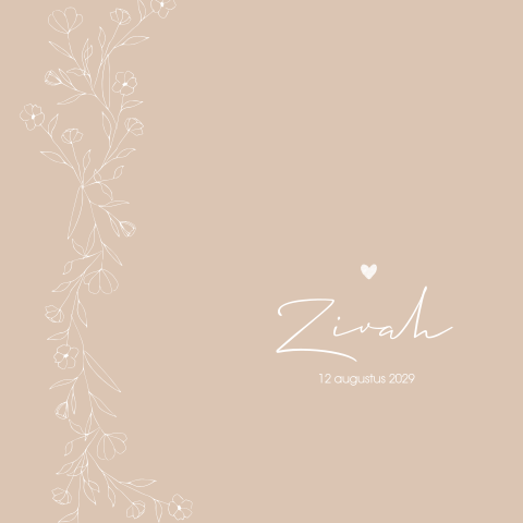 Geboortekaartje lijntekening Bloemen Lief Meisje