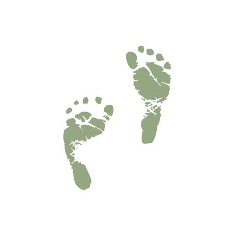 Sticker sluitzegel groen wit babyvoetjes