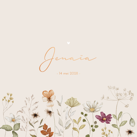 Geboortekaartje Meisje Bloemetjes Watercolor