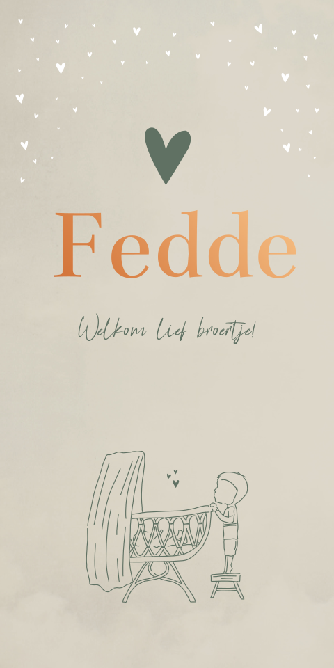 Geboortekaartje Jongen Wiegje Lijntekening