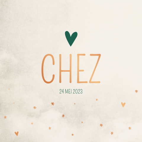 Geboortekaartje Beige jongen gewolkt hartje