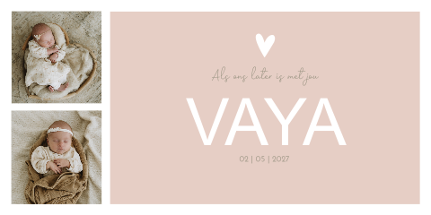 Geboortekaartje babyfoto's meisje beige neutraal